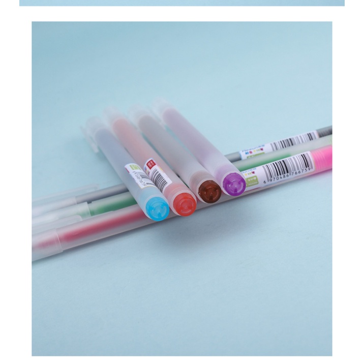 Set 12 Bút Mực Gel 0.5mm Màu Sáng / Đen Mượt Mà Thay Thế