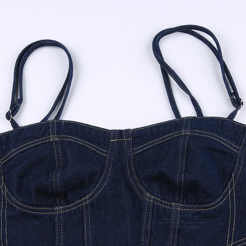 Áo Hai Dây Denim CY03 Ôm Dáng Hở Lưng Thời Trang Mùa Hè Cho Nữ