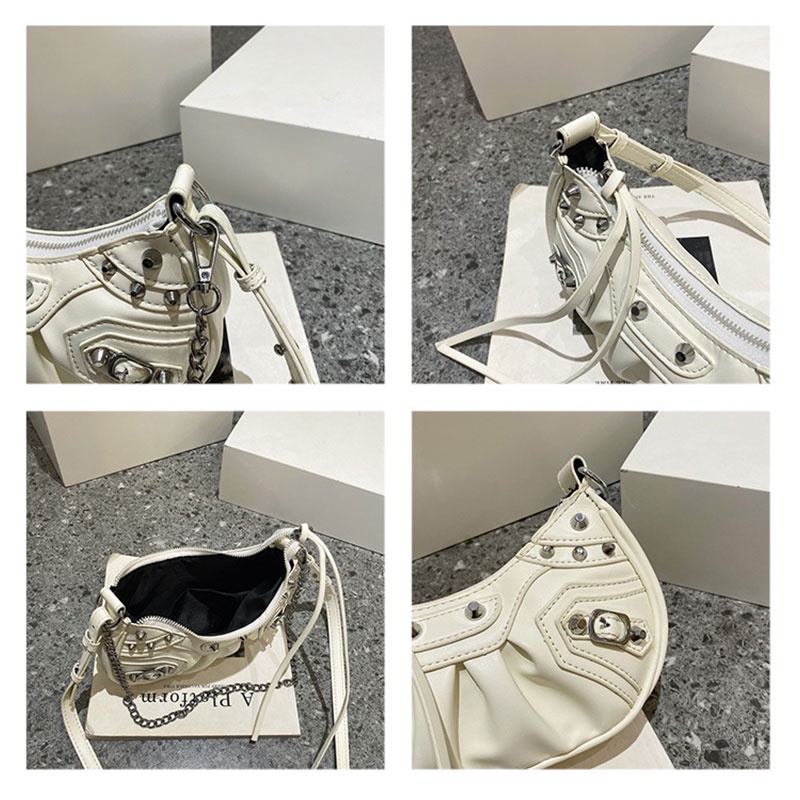 MISCHA Túi Xách Màu Trơn Đính Đinh Tán Phong Cách Âu Mỹ Thời Trang Cho Nữ