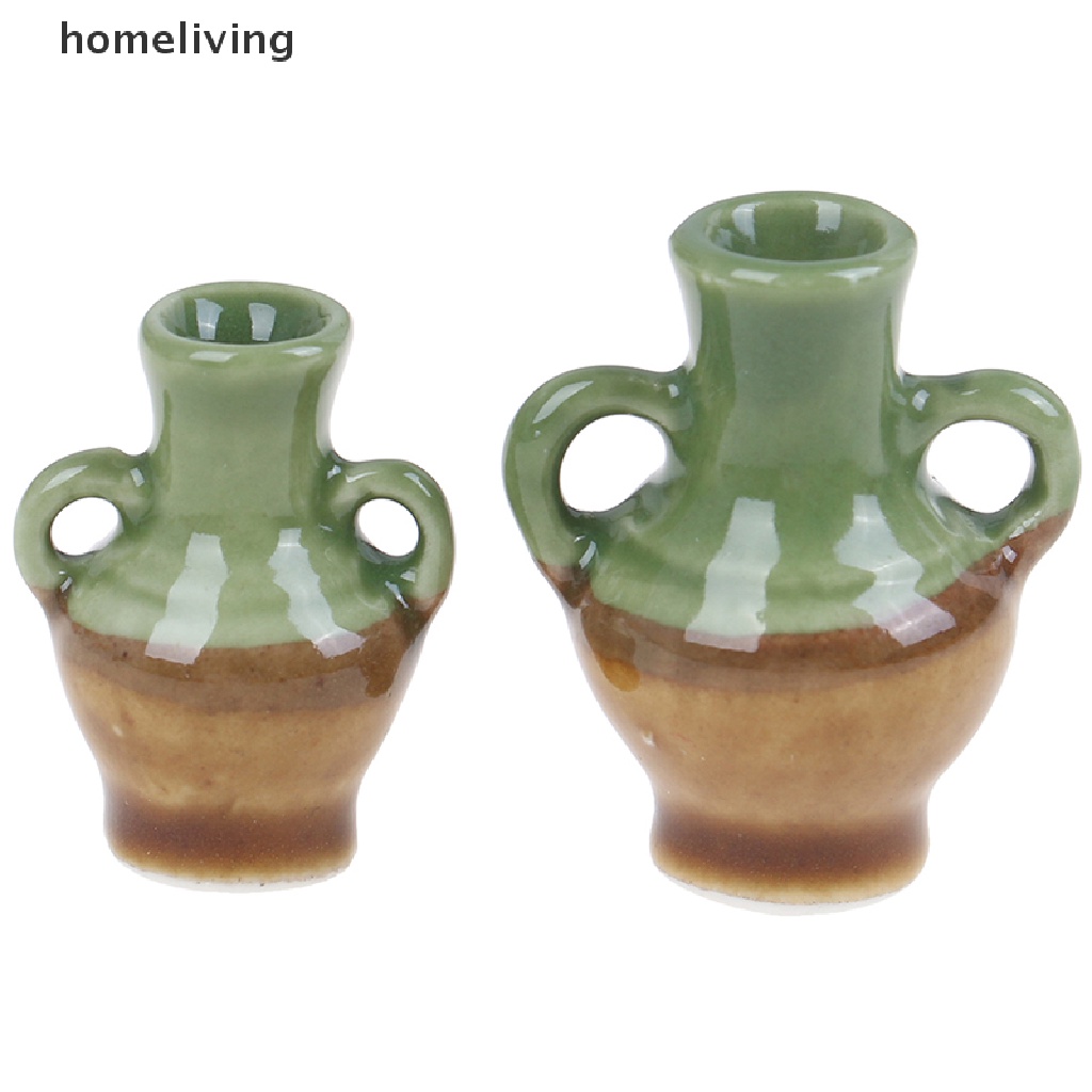 Set 2 Bình Hoa Gốm Mini Tỉ Lệ 1: 12 Trang Trí Nhà Búp Bê