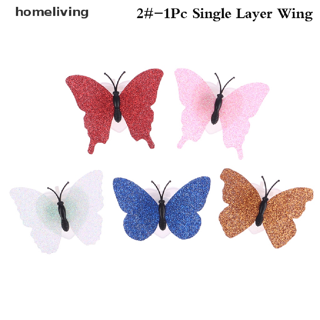 1 Miếng Dán Tường Trang Trí Hình Bướm 3D Nhiều Màu Có Đèn LED DIY