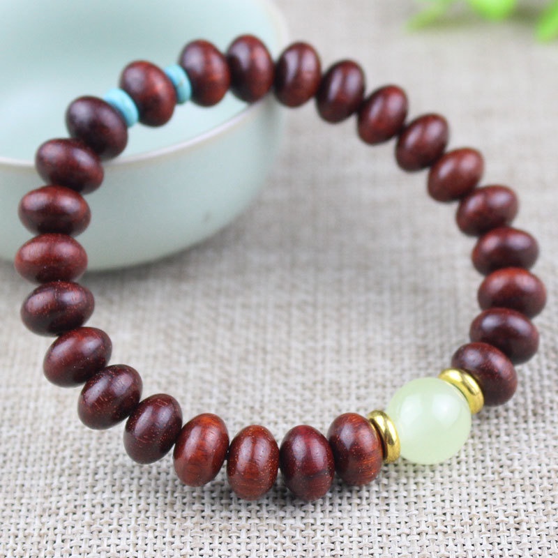 Vòng Tay Chuỗi Hạt Gỗ Đàn Hương 10mm Màu Đỏ Phong Cách Châu Phi Sáng Tạo