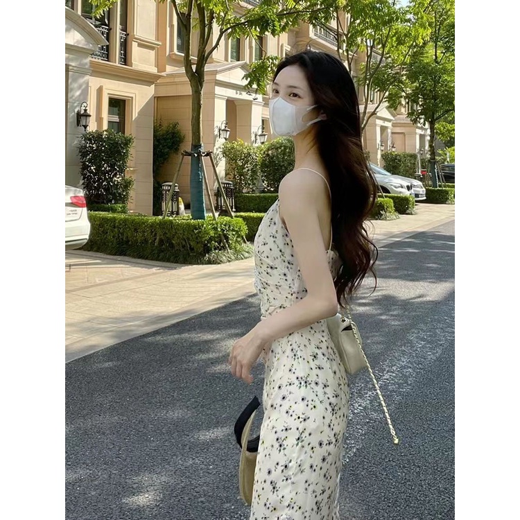 Đầm Hai Dây Dáng Dài Họa Tiết Hoa Phong Cách Pháp Thời Trang Mùa Hè Xinh Xắn Cho Nữ