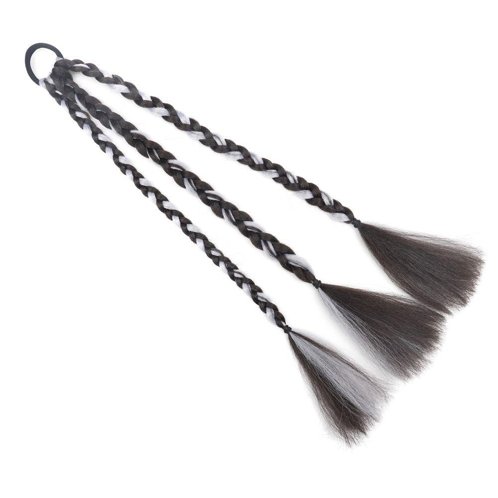 Mocho Tóc Giả Thắt Bím Bằng Sợi Cao Su Tự Nhiên Chịu Nhiệt Màu Đen Dễ Thương DIY Cho Nữ