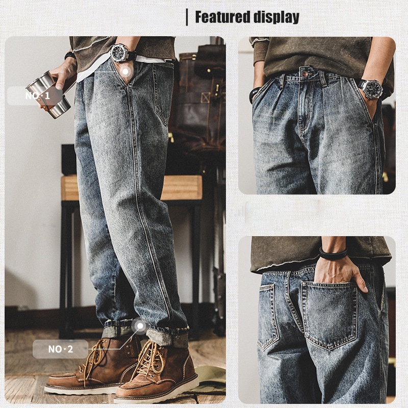 Quần jeans Dài Ống Rộng Thời Trang Cho Nam