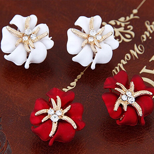 Đôi Khuyên Tai HìNh Sao BiểN ĐíNh Kim Cương Giả NhiềU MàU ThờI Trang Cho Nữ