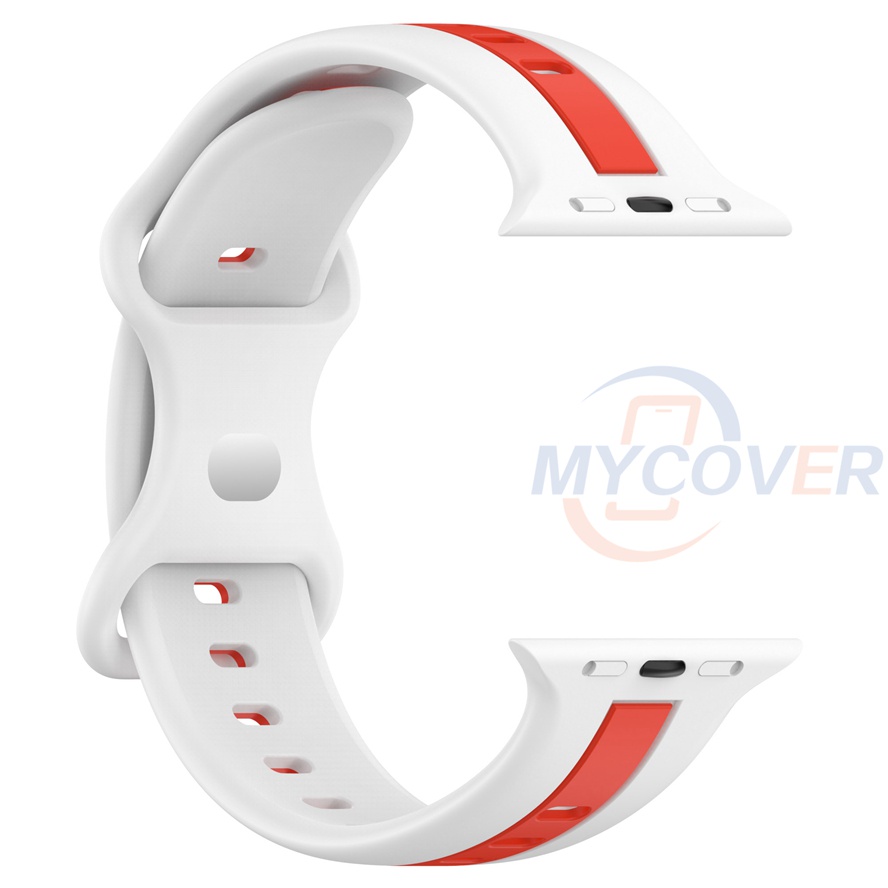 Dây Đeo Silicon Hai Màu Cho Đồng Hồ Thông Minh iWatch Kích Thước 49mm 45mm 41mm 44mm 40mm 42mm 38mm Ultra 8 7 6 SE 5 4 3 2 1