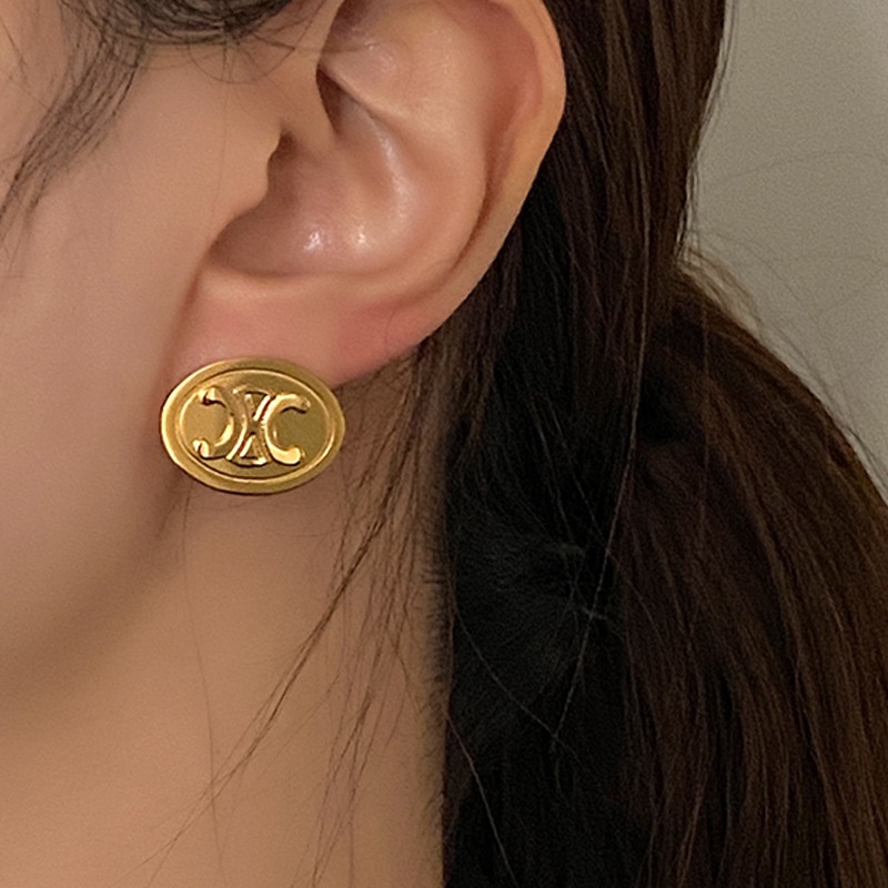 Bông Tai Oval Mạ Vàng 2023 Sang Trọng