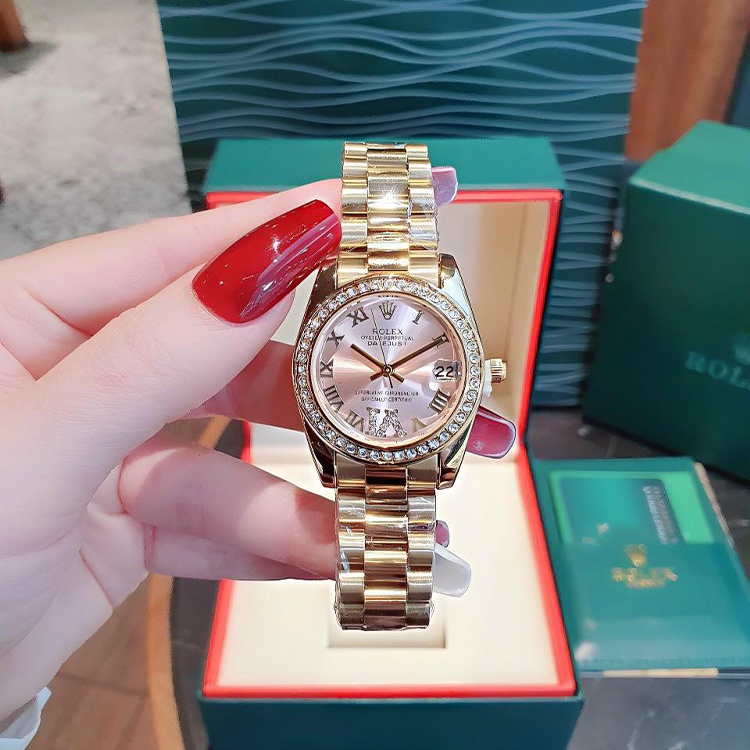 Đồng hồ nữ máy nhật mặt size 32mm la mã đính hạt dây hợp kim đúc CAO CẤP