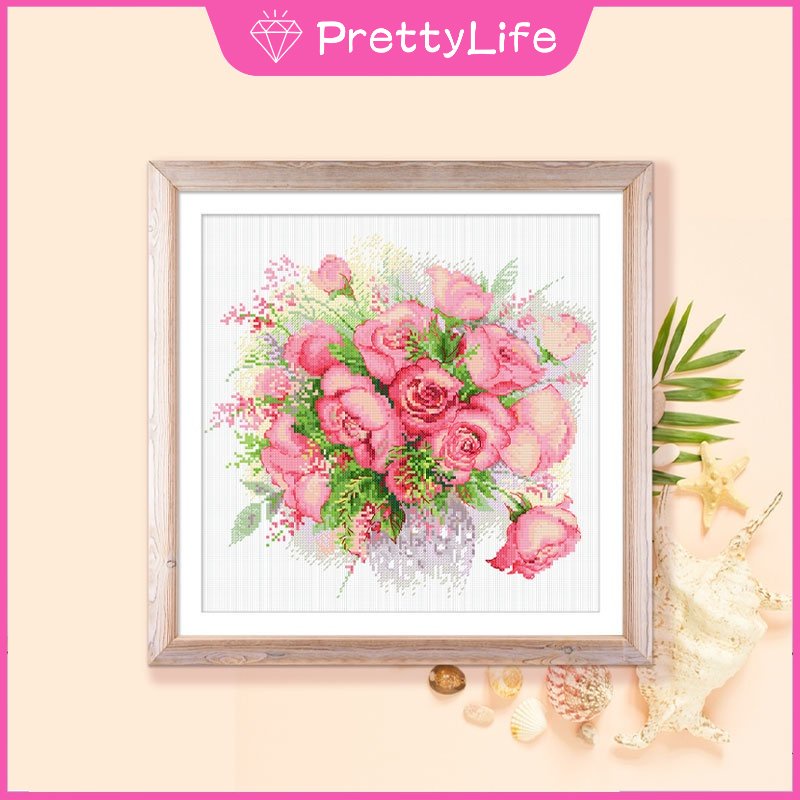 Bộ Tranh Đính Đá 5D Họa Tiết Hoa Hồng / Hướng Dương Độc Đáo Kích Thước 30x30cm / 40x40cm / 50x50cm