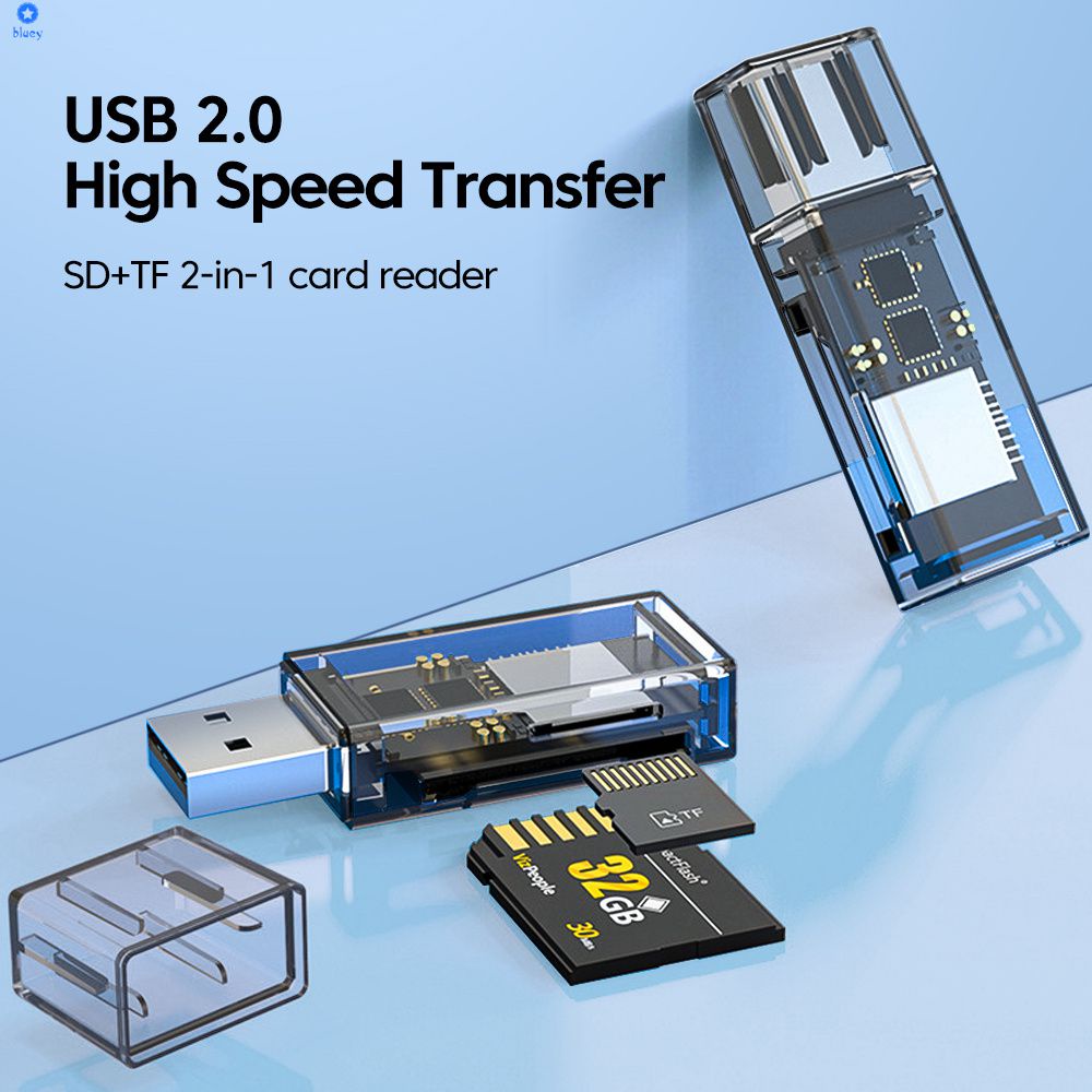 Đầu Đọc Thẻ Đa Năng Hai Trong Một Bộ Chuyển Đổi Otg Apple Sang Sd/Tf Cho Điện Thoại Di Động Máy Ảnh Máy Tính Bảng 【Bluey】