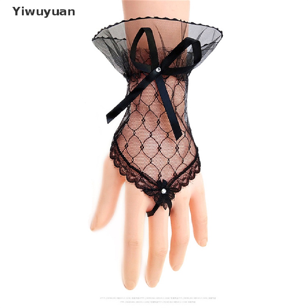 Găng Tay Ren Hở Ngón Đính Nơ Phong Cách Vintage