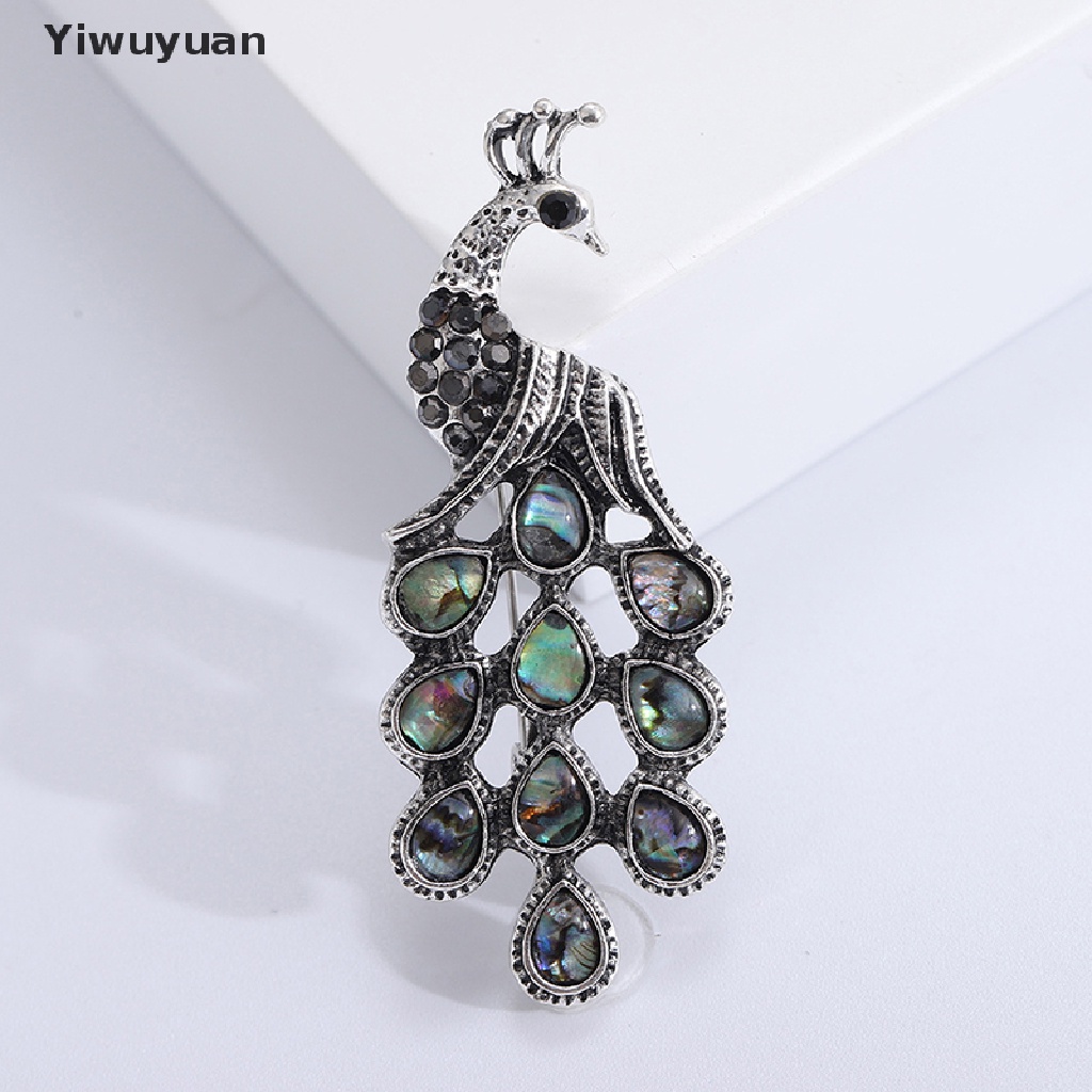< Yiwuyuan > Ghim Cài Áo Hình Vỏ Sò Chim Công Cổ Điển Xinh Xắn Cho Nữ