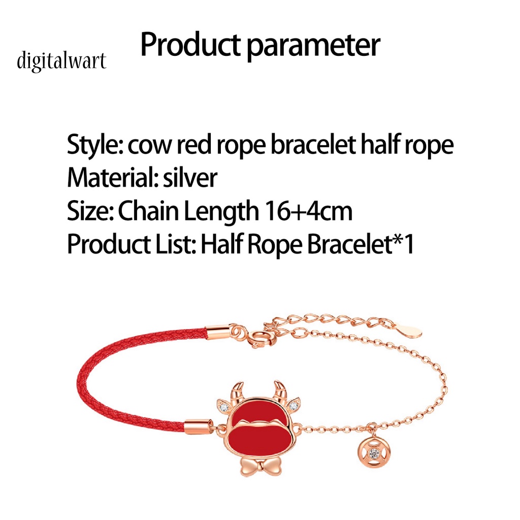 Kỹ Thuật Số| Vòng Tay Dây Bện Màu Đỏ May Mắn Có Thể Điều Chỉnh Kích Thước Dành Cho Nữ