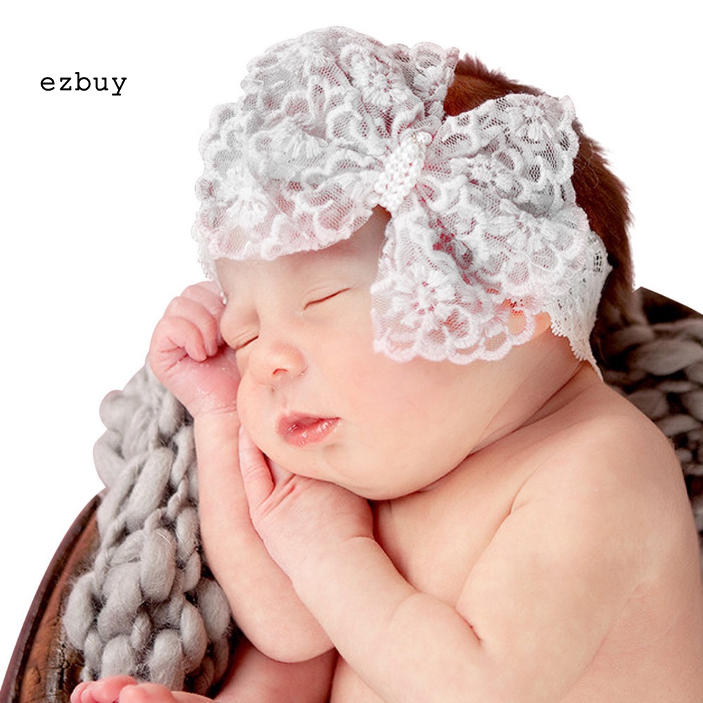 Băng Đô Ren Co Giãn Đính Nơ Di Động Cho Bé Sơ Sinh