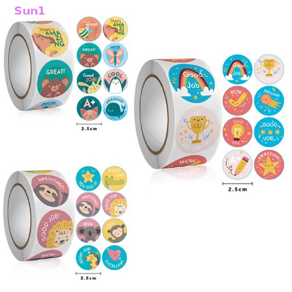 Bộ 500 Miếng Dán Tròn Họa Tiết Hoạt Hình Động Vật Đáng Yêu Cho Bé Sun1 >