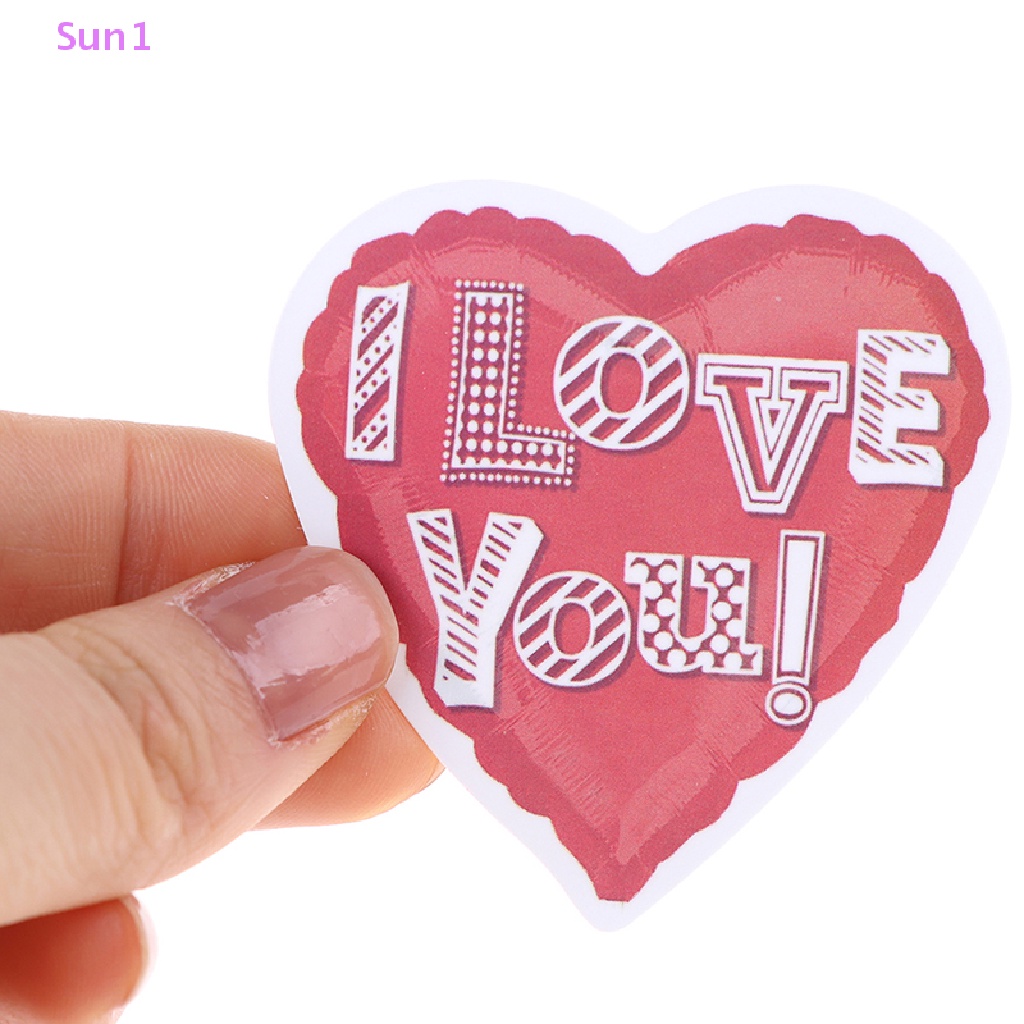 Set 50 Sticker Hình Trái Tim Màu Hồng Phong Cách Vintage Dùng Để Trang Trí Sổ Tay / Laptop