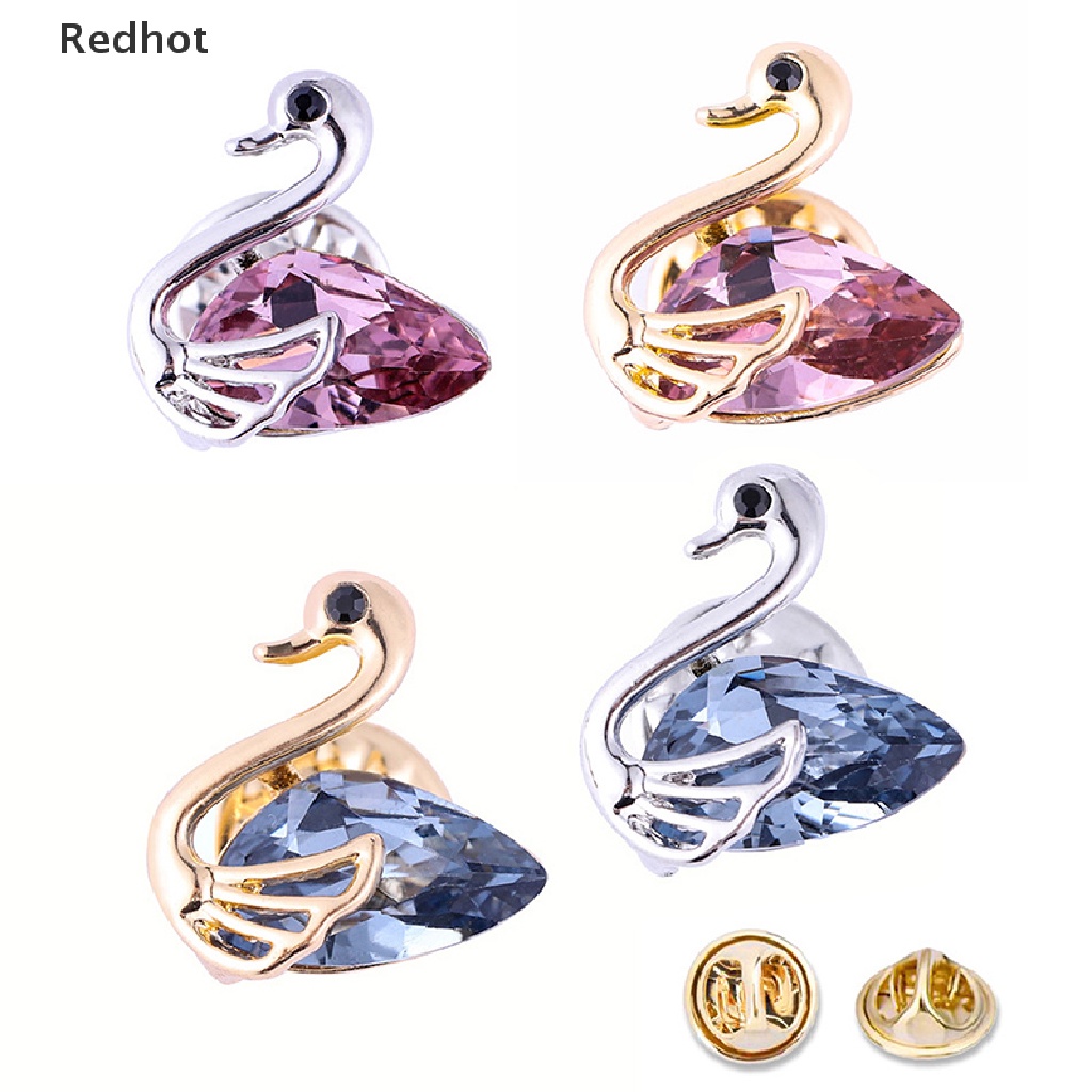 &lt; Redhot &gt; Trâm Cài Áo Đính Đá Pha Lê Hình Hoa Thiên Nga Thời Trang