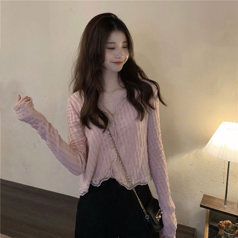 LIVE GREAT Áo Kiểu Tay Dài Dáng Ngắn Phong Cách Thời Trang Hàn Quốc Dành Cho Nữ