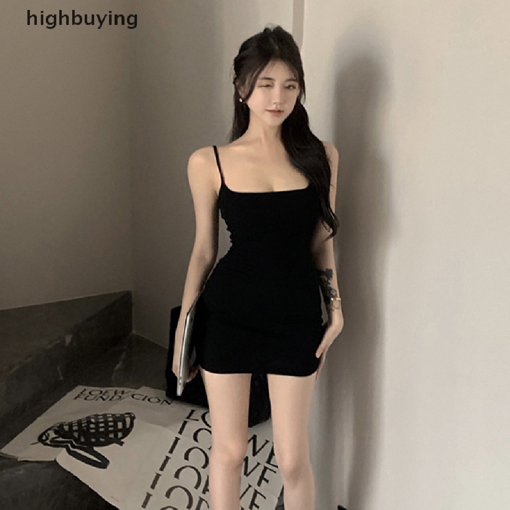 Đầm Hai Dây Mini Màu Trơn Thời Trang Quyến Rũ Cho Nữ