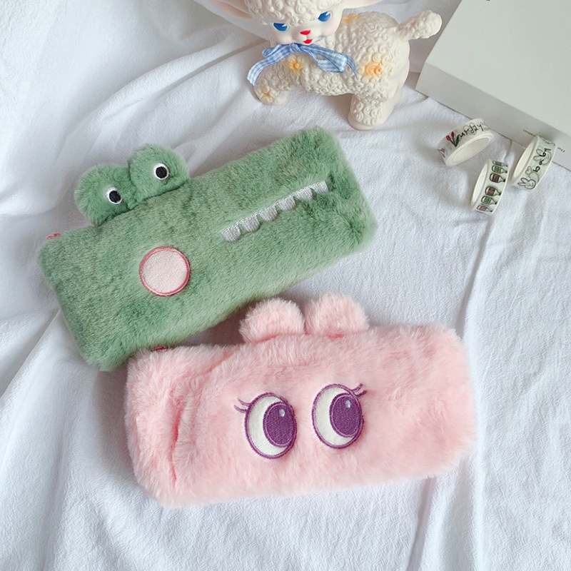 Túi Đựng Bút Hình Cá Sấu / Thỏ Nhồi Bông Cỡ Lớn Dễ Thương Cho Bạn Gái Ốp