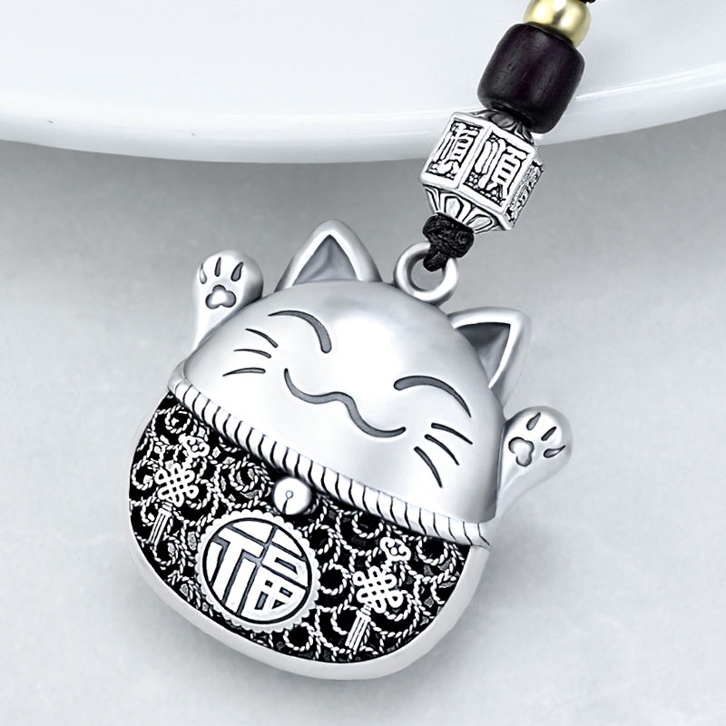 Móc Khóa Xe Hơi Bạc 999 Hình Mèo May Mắn Sáng Tạo Bằng Bạc Nguyên Chất Cao Cấp Dễ Thương Dành Cho Nam Nữ