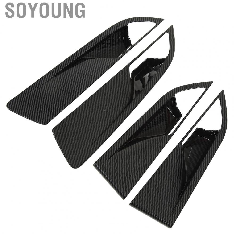Soyoung Interior Door Handle Bowl Cover  Frame Sticker Carbon Fiber Style Easy Installation for Car