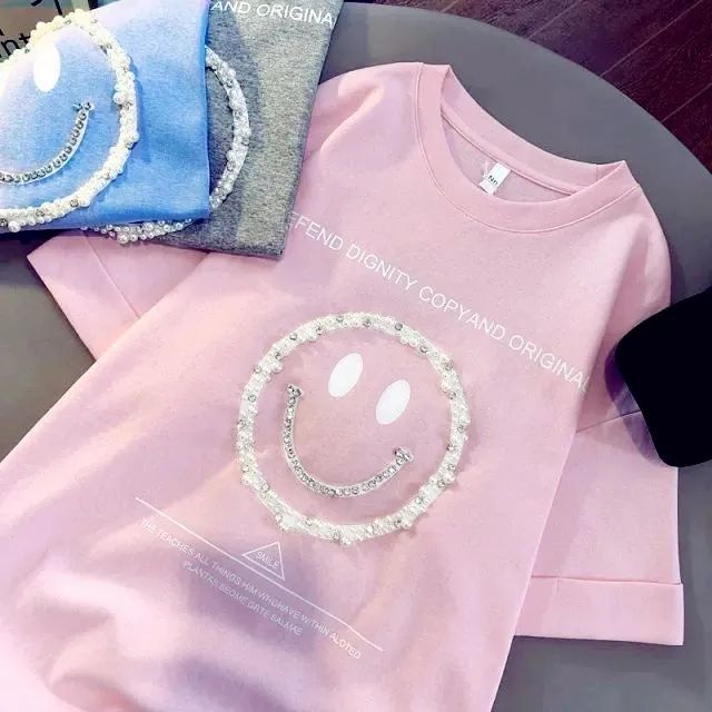 Áo Thun 100% Cotton Tay Ngắn Dáng Rộng In Hình Mặt Cười 3D Thời Trang Xuân Hè 2022