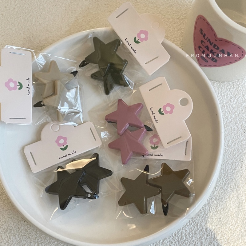 Set 2 Kẹp Tóc Kim Loại Hình Ngôi Sao Nhiều Màu Dễ Thương Y2k