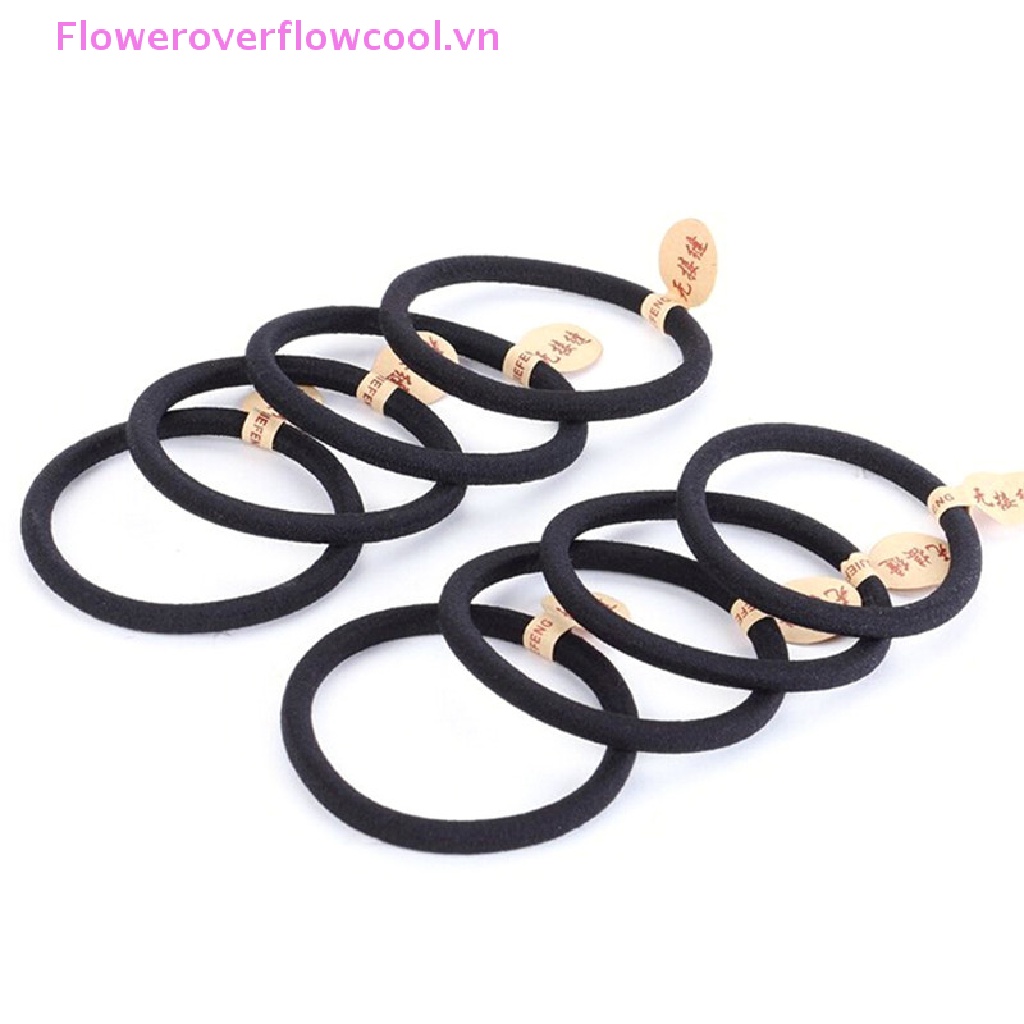 Set 10 Dây Cột Tóc Co Giãn 4mm Màu Đen Cho Nữ