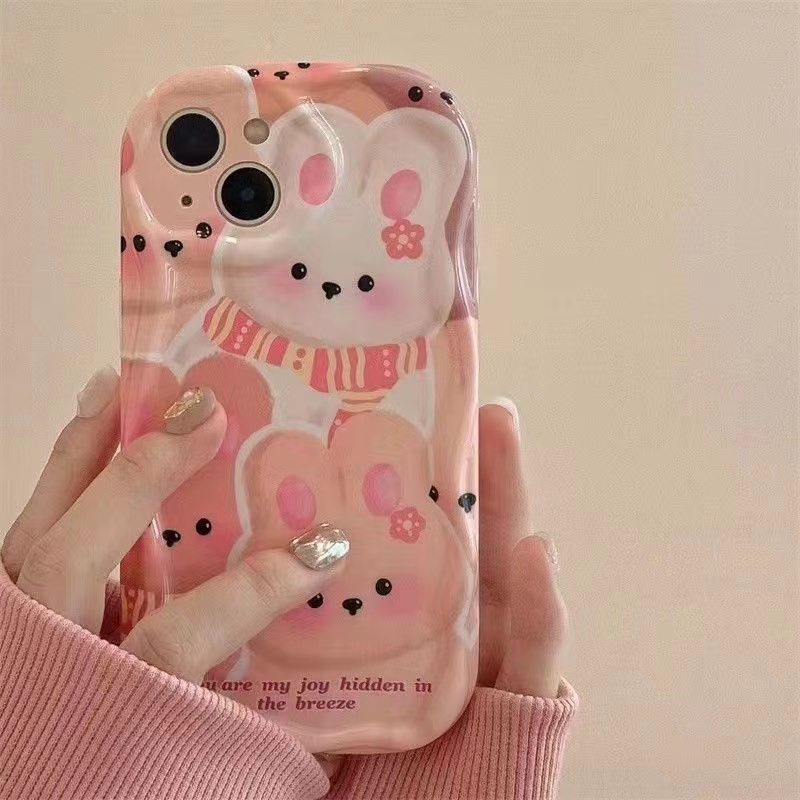 Ốp Điện Thoại TPU Silicon Mềm Chống Sốc In Hình Thỏ Hồng Cho Iphone 14 Plus 13 Pro Max 12 11 X Xs Xr 8 7