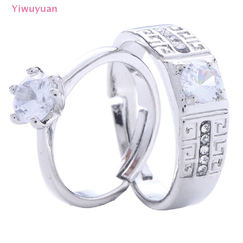 1 Cặp Nhẫn Đính Hôn Đính Đá Cổ Điển Có Thể Điều Chỉnh Kích Cỡ Mới