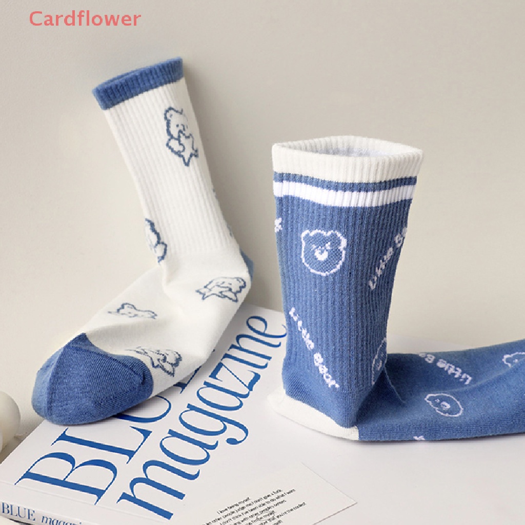 < Cardflower > Vớ Trượt Ván In Họa Tiết Sọc Caro / Gấu Hoạt Hình Vui Nhộn Phong Cách Harajuku Thời Trang Dành Cho Bạn Nữ Mới