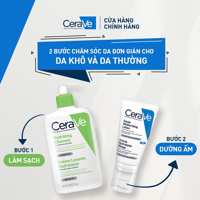 Bộ sản phẩm Cerave Sữa dưỡng ẩm ban đêm (52ml) & sữa rửa mặt làm sạch sâu cho da dầu