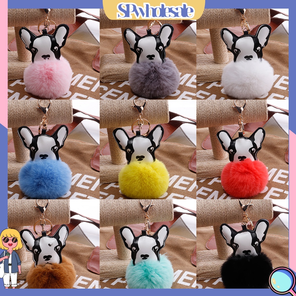 <SPwholesale> Móc Khóa Chó Bull Pháp Nhồi Bông Mềm Mại Đáng Yêu