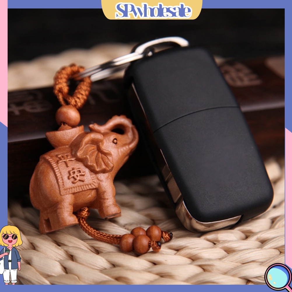 <SPwholesale> Móc Khóa Hình Voi Bằng Gỗ Dễ Thương