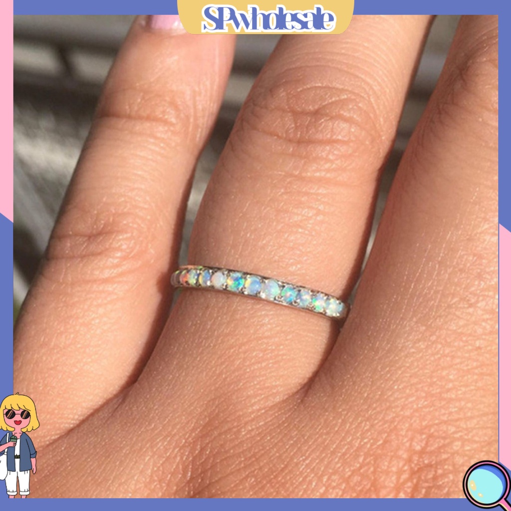 <SPwholesale> Nhẫn Cưới Mạ Điện Đính Đá Nhiều Màu Sắc Thời Trang Cho Nữ
