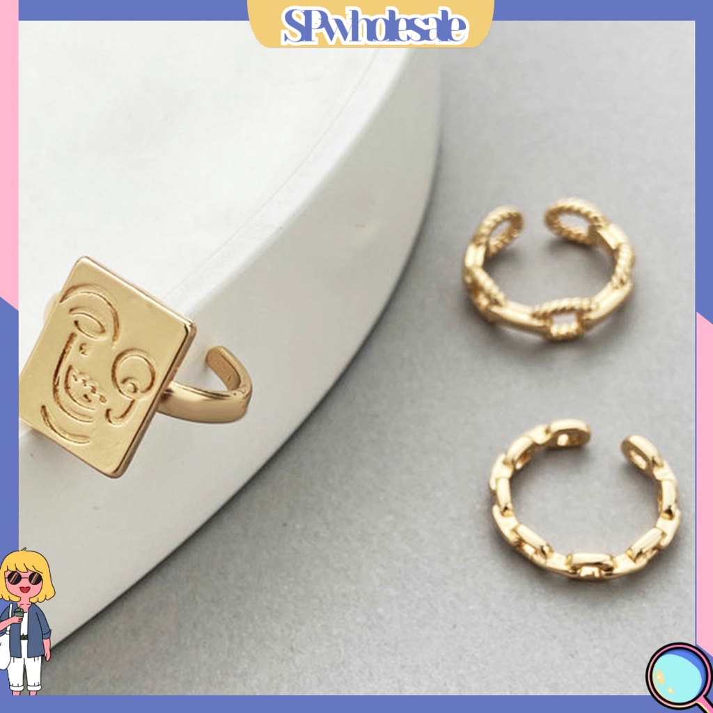 <SPwholesale> Bộ 3 Nhẫn Hình Mặt Cười Có Thể Điều Chỉnh Kích Cỡ