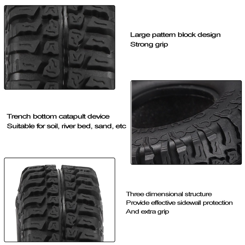 Bộ 4 Bánh Xe Cao Su 100mm 1.9 Cho Xe Điều Khiển Từ Xa Traxxas TRX4 D90 Axial SCX10 II III Wraith Redcat MST 1 / 10