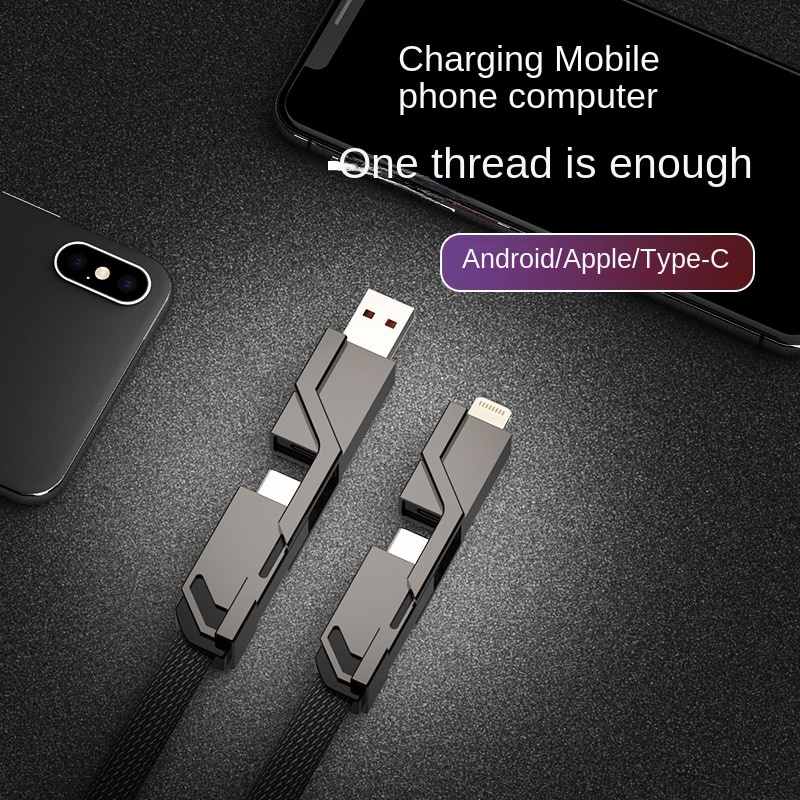 Dây Cáp Sạc Nhanh USB Loại C 4 Trong 1 Cho Samsung Xiaomi OPPO Điện Thoại Máy Tính Bảng iPhone iPad