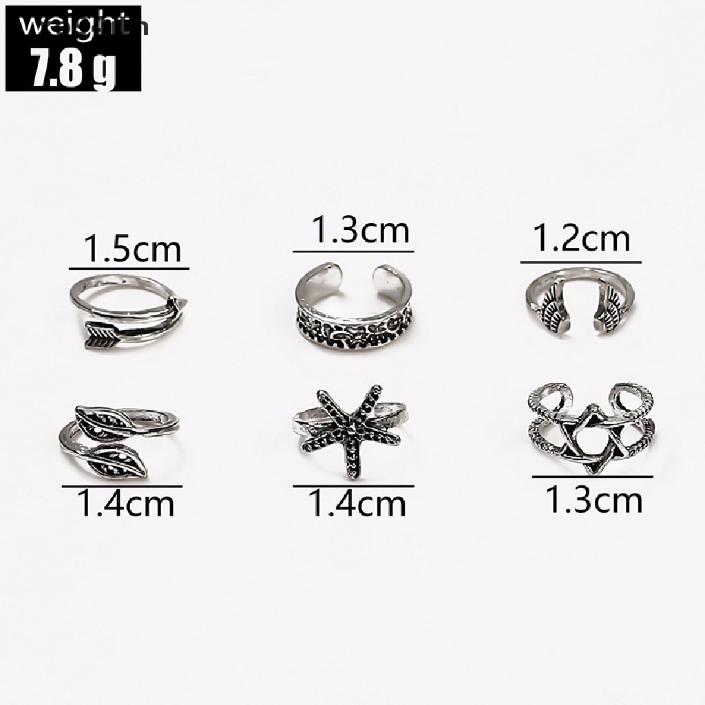 Set 6 Nhẫn Đeo Ngón Chân Họa Tiết Gợn Sóng Có Thể Điều Chỉnh Kích Cỡ