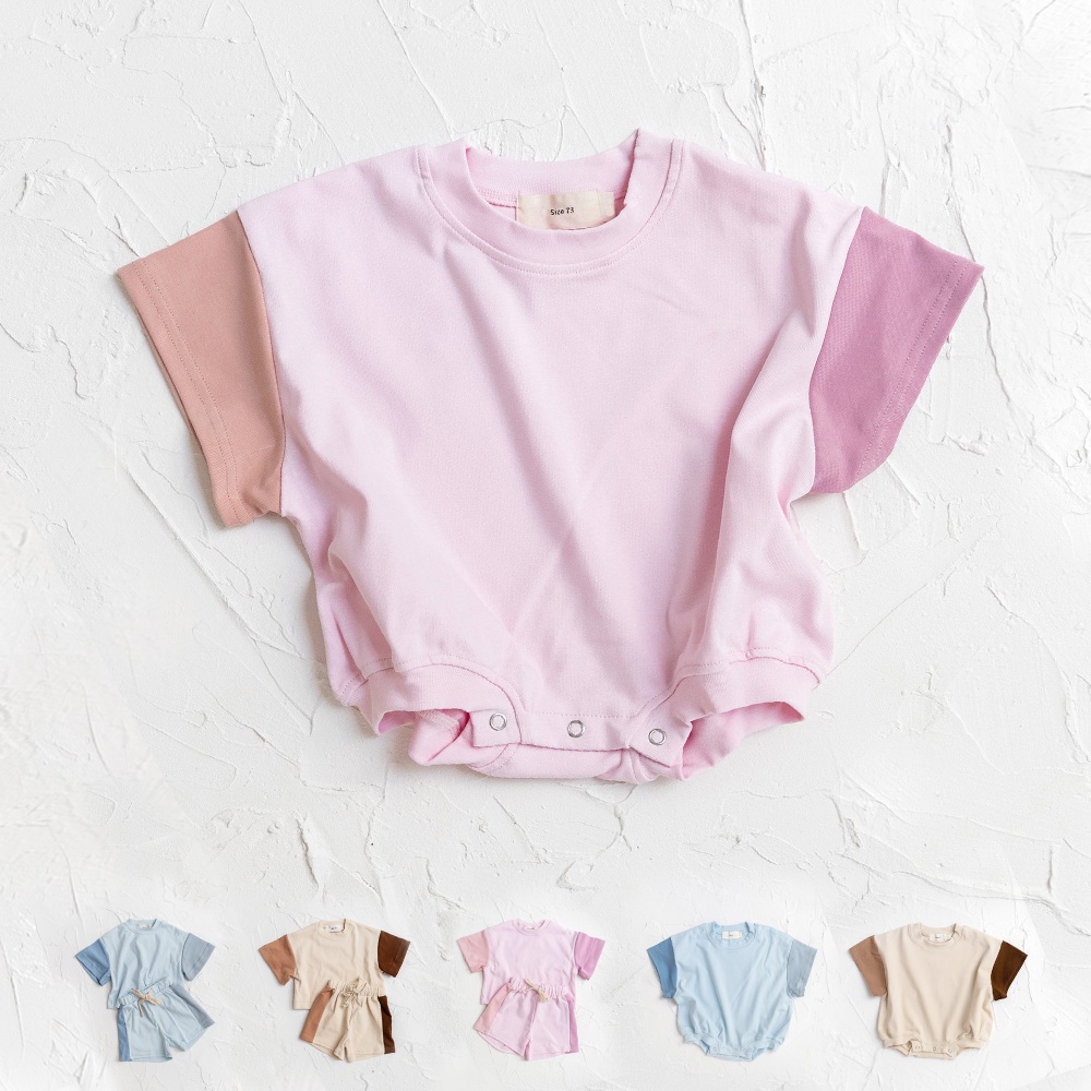 Bộ Áo Liền Quần Tay Ngắn Chất Liệu Cotton Màu Sắc Thời Trang Mùa Hè Cho Bé Sơ Sinh Từ 0-24 Tháng