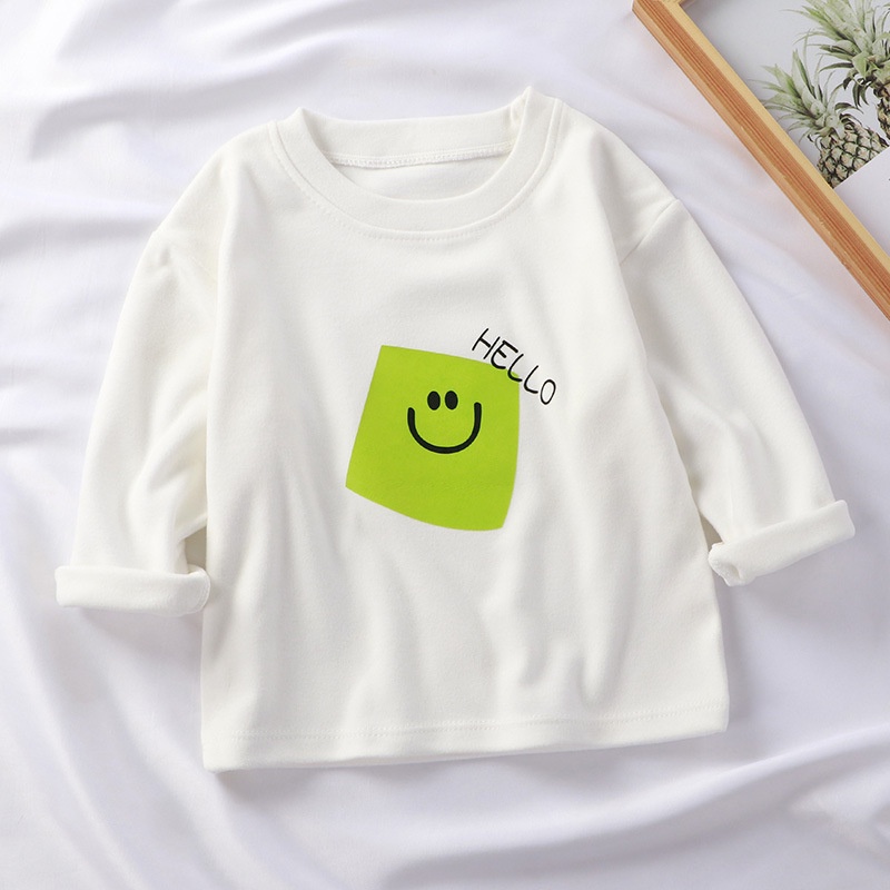 Áo Thun Tay Dài In Hình Mặt Cười Dễ Phối Đồ Cho Bé Hzffc0117