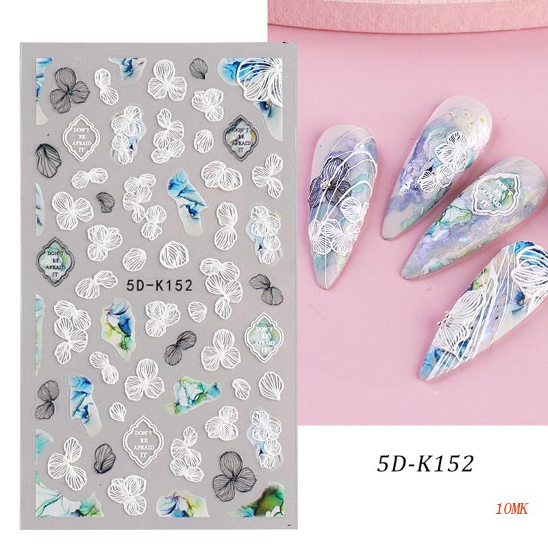 Miếng Dán Trang Trí Móng Tay 5D Họa Tiết Ren Hoa Xinh Xắn