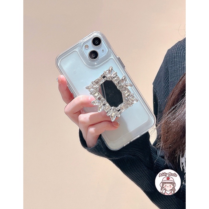 Ốp Điện Thoại TPU Mềm Chống Mồ Hôi Có Giá Đỡ Và Gương Trang Điểm Cho IP 14 Pro Max IP 11 IP 12 11 Pro Max X XS