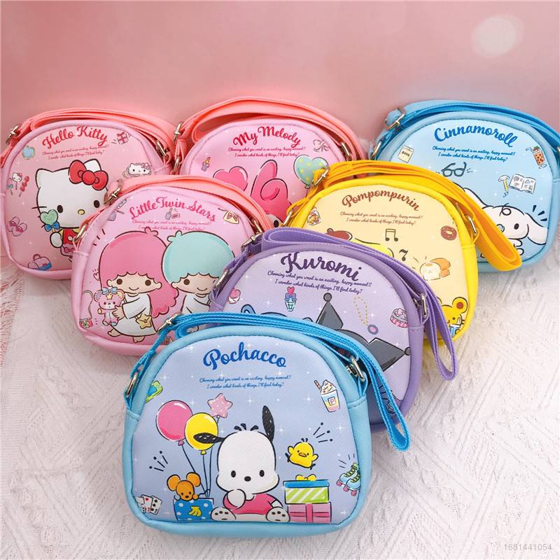 SANRIO Balo Da PU Sức Chứa Lớn Họa Tiết Hello Kitty Kuromi Ngọt Ngào Dễ Thương Thời Trang Dễ Phối Đồ Cho Bé Gái