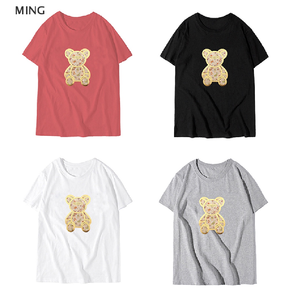 Áo Thun Tay Ngắn Cổ Tròn In Hình Gấu Hoạt Hình Dành Cho Nữ