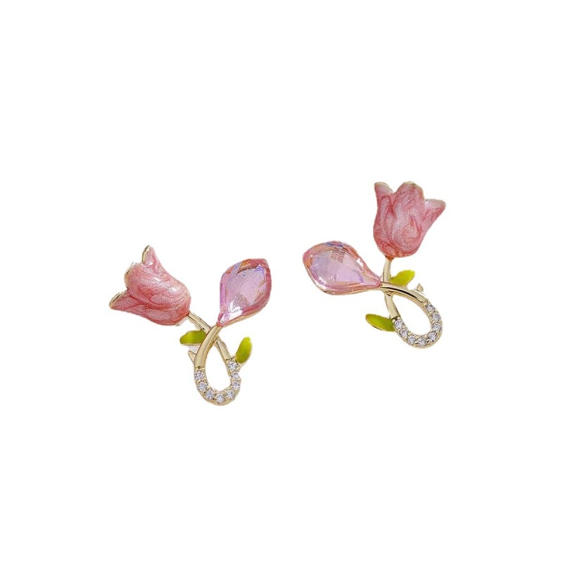 Bông Tai Hình Hoa Tulip Đính Ngọc Trai Sang Trọng Phong Cách Hàn Quốc 2022