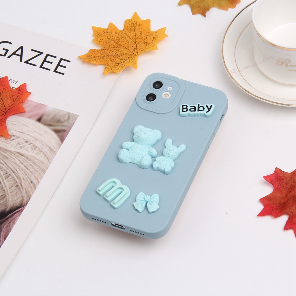 Ốp Điện Thoại Silicon Hình Gấu 3D Cho iPhone 11 12 13 14 Pro MAX Plus Mini X XR XS MAX 6 S 7 8 Plus SE 2020 11Pro 12pro 13Pro