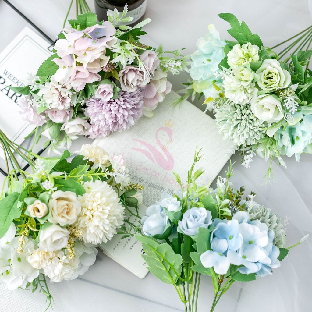 Hoa lụa lá giả decor tự nhiên LiLy's decor house trang trí nhà cửa sân vườn ban công phụ kiện chụp hình cắm hoa